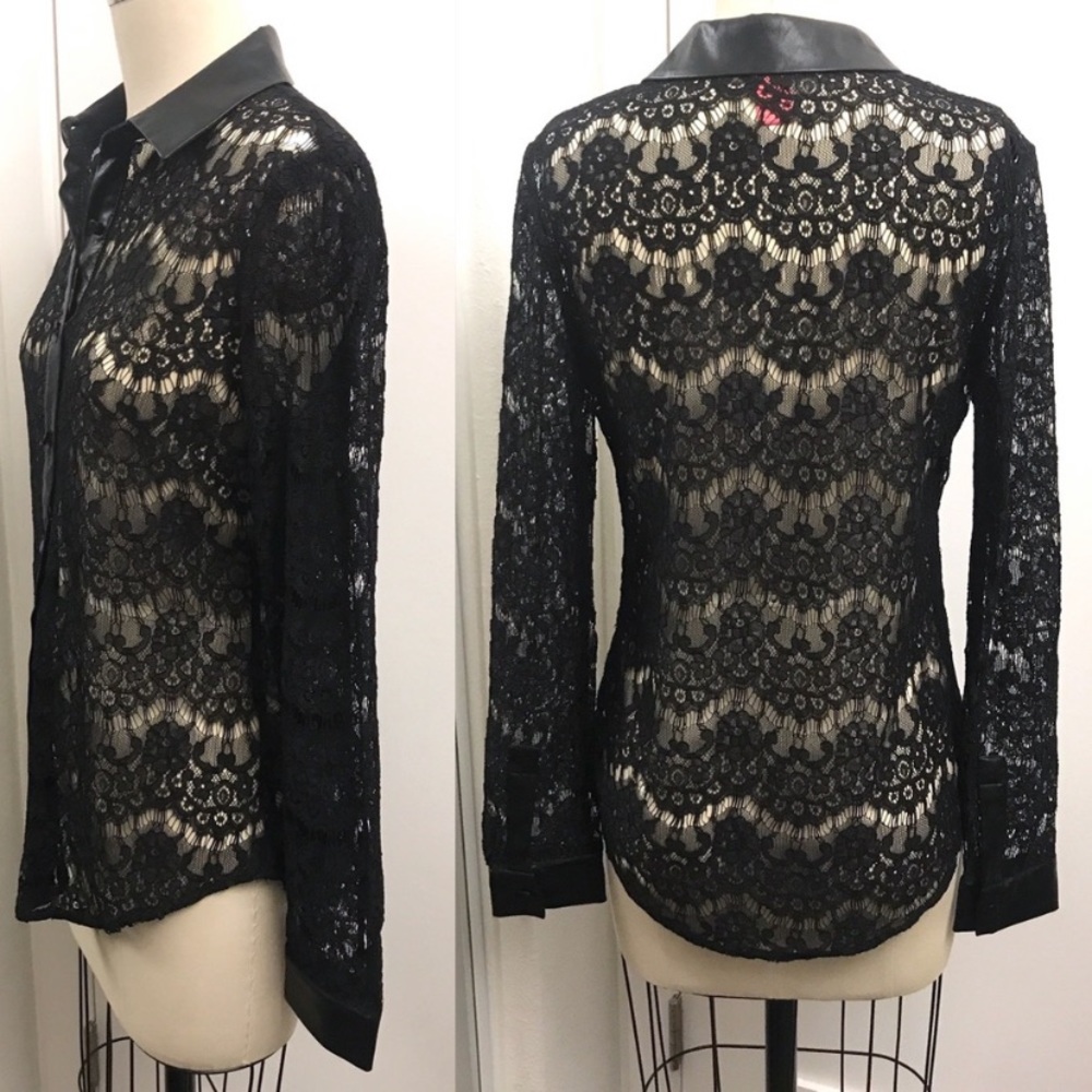 Lace button down blouse nwot